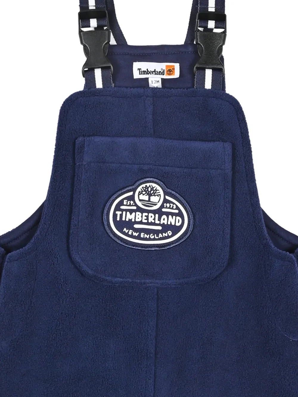 Timberland Kids fleece logo-patch dungarees Blauw
