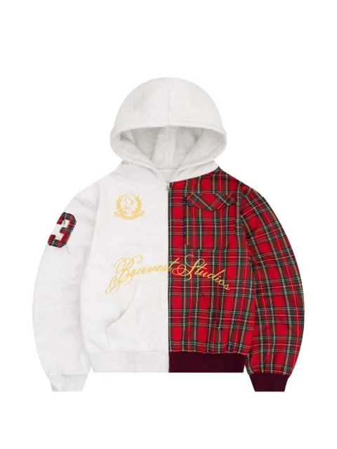 Bravest Studios Half Plaid zip up hoodie