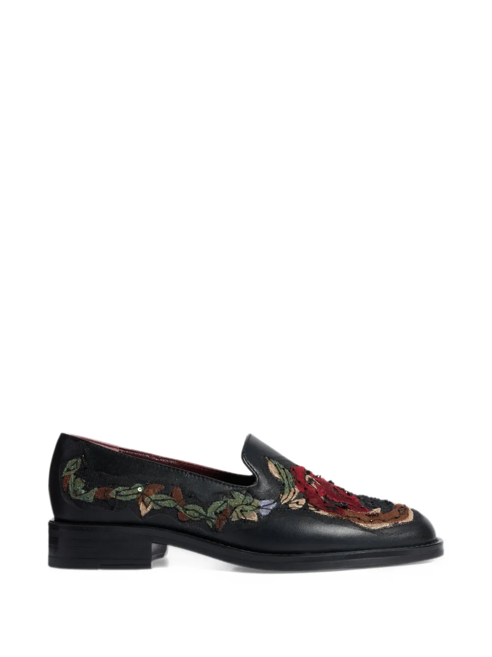 Antonio Marras floral-embroidered sequin-embellished loafers - Noir Antonio Marras floral-embroidered sequin-embellished loafers - Noir