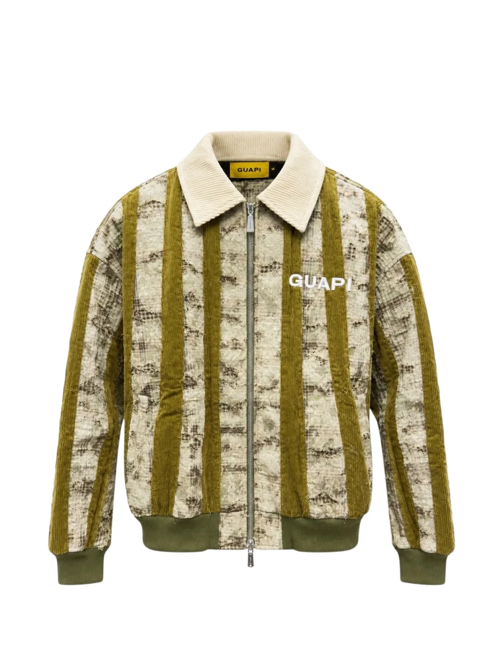 GUAPI destroyed plaid bomber jacket - Verde
