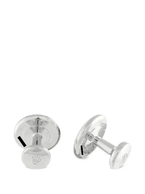 Rolex ceramic and fluted cufflinks