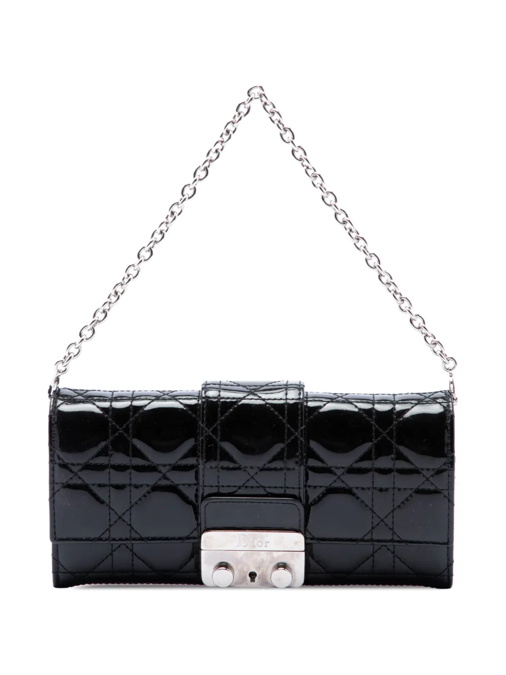 Christian Dior Pre-Owned 2013 Patent Cannage Miss Dior Wallet on Chain crossbody bag - Nero