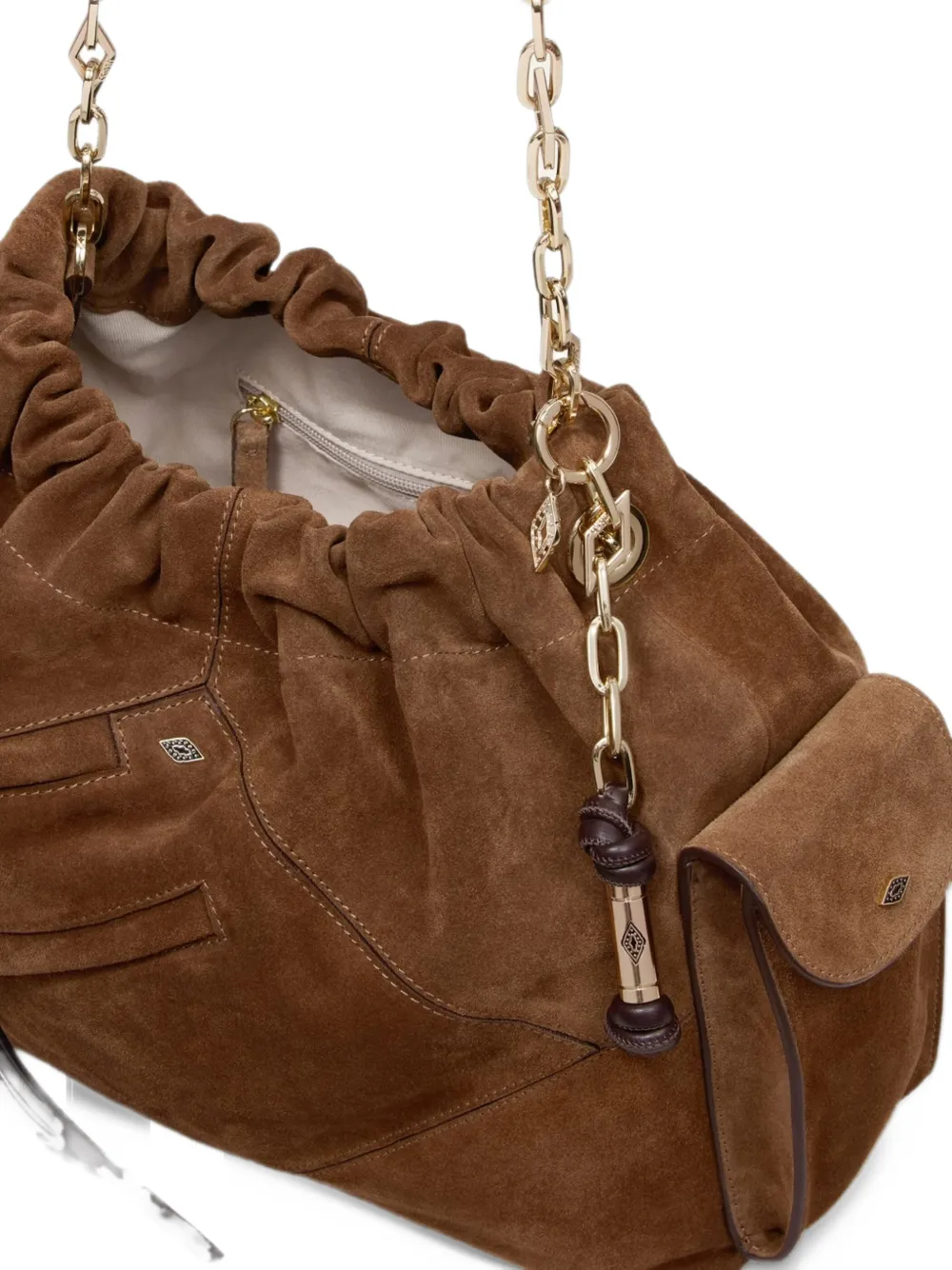 Ba&Sh June suède schoudertas met ketting Bruin