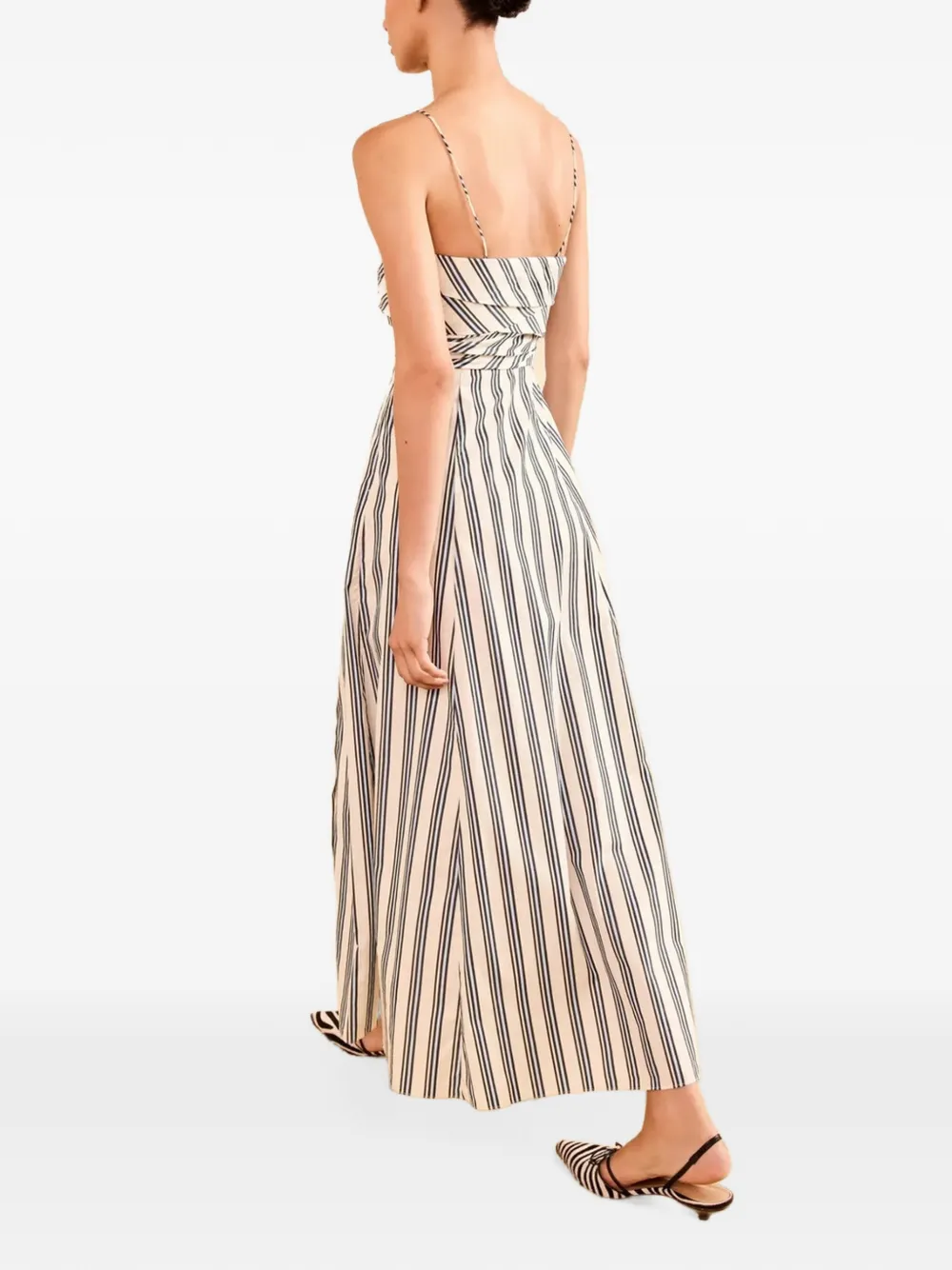 Ulla Johnson Anise gestreepte maxi-jurk met geplooid lijfje Beige