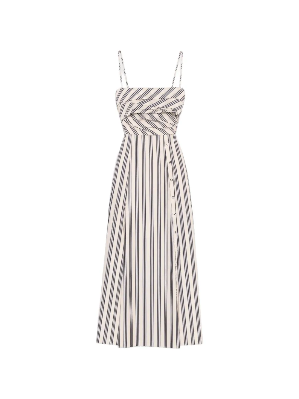 Ulla Johnson Anise gestreepte maxi-jurk met geplooid lijfje Beige