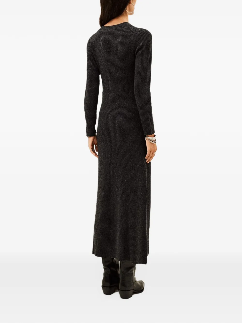 Ba&Sh BAMAYA ribgebreide midi-jurk met gespdetail Grijs