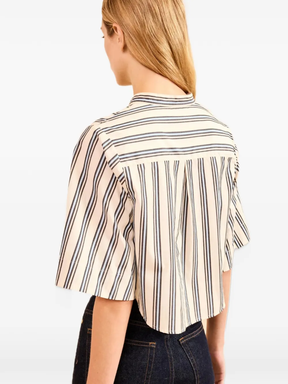Ulla Johnson Perrine gestreepte blouse met ruches Beige