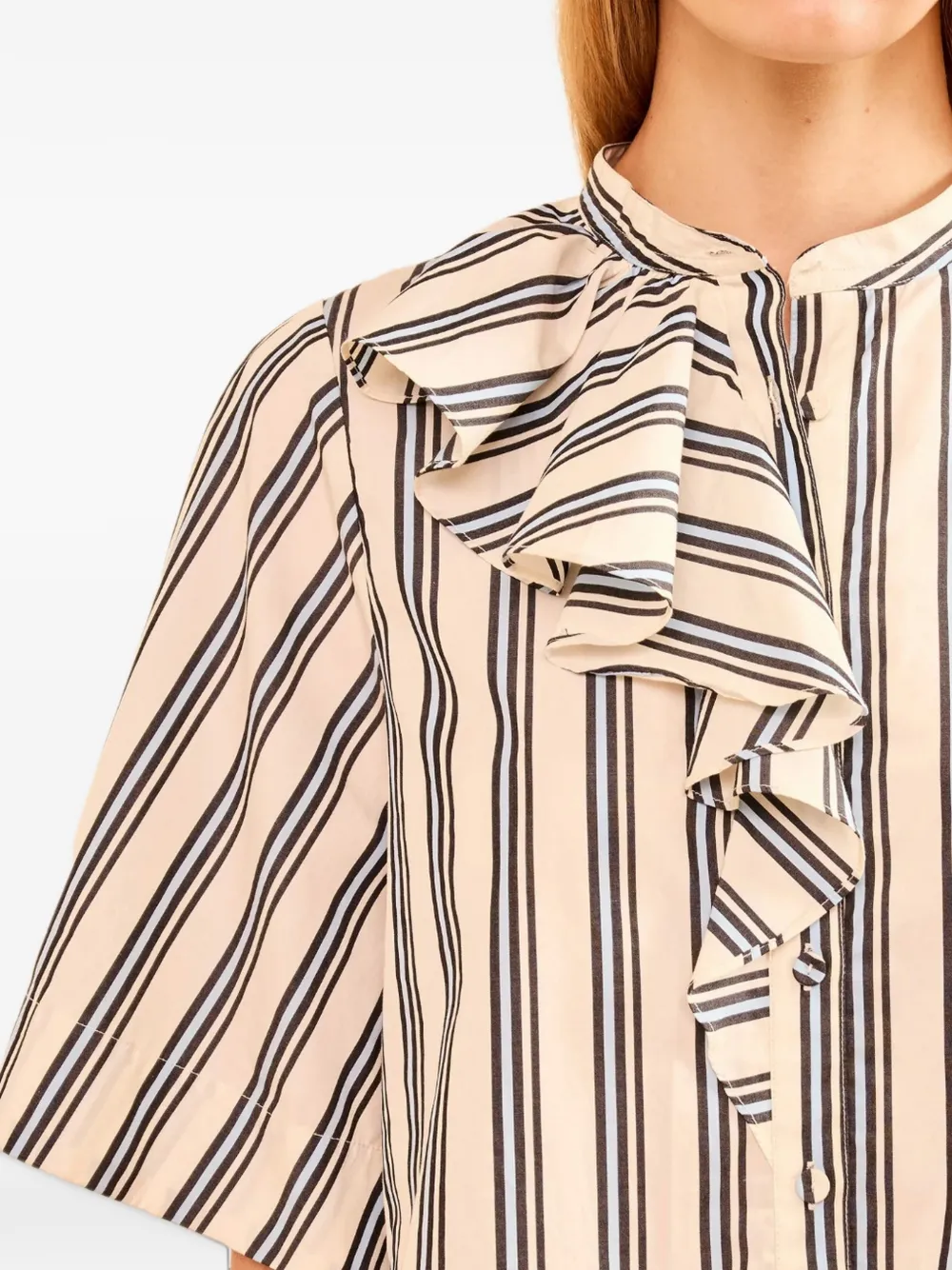 Ulla Johnson Perrine gestreepte blouse met ruches Beige