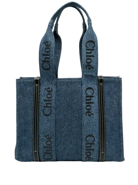 Chloé Pre-Owned sac à main Woody médium en jean (2023)