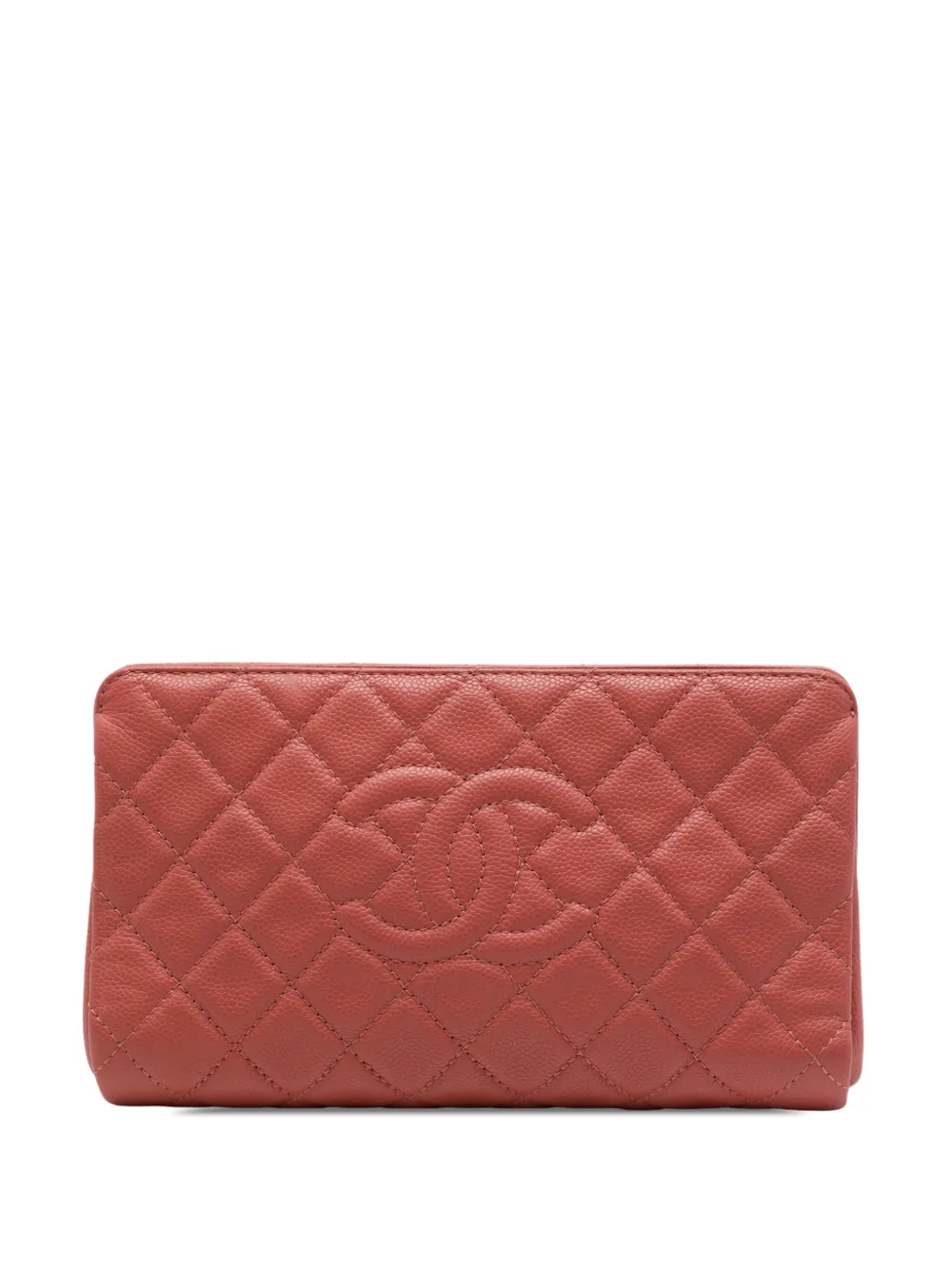 CHANEL Pre-Owned 2013-2014 CC Quilted Caviar Frame clutch bag - Rosa
