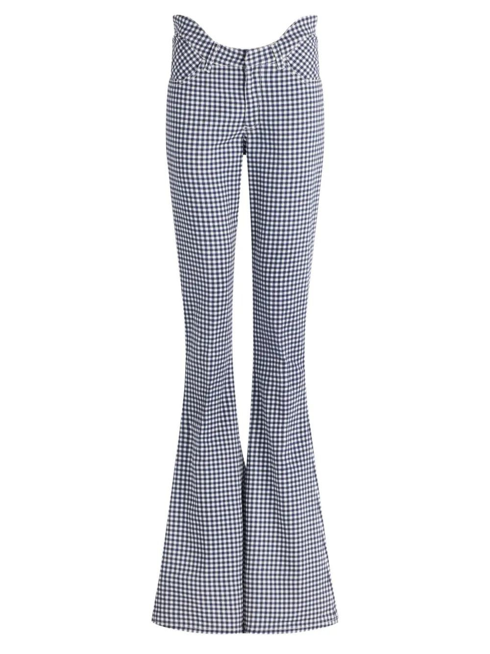 Jean Paul Gaultier Flared broek met gingham-ruit en gebogen tailleband Blauw