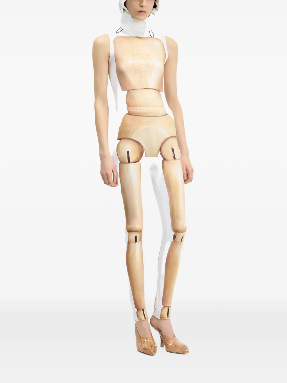 Jean Paul Gaultier Wood Body printed leggings Wit