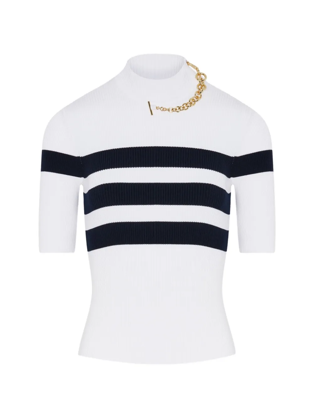 Jean Paul Gaultier striped chain-embellished sweater Wit