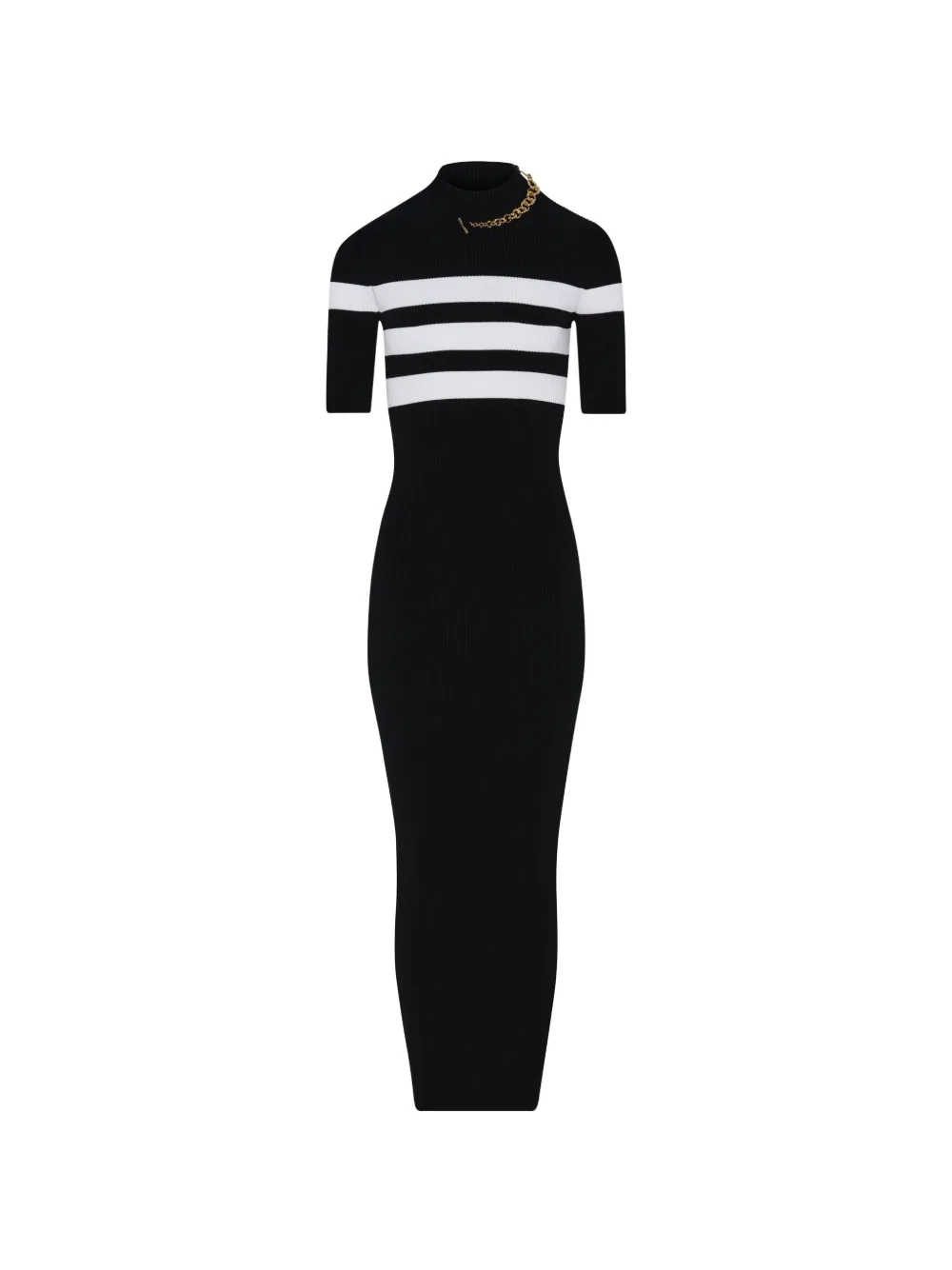 Jean Paul Gaultier striped chain-detail midi dress Zwart