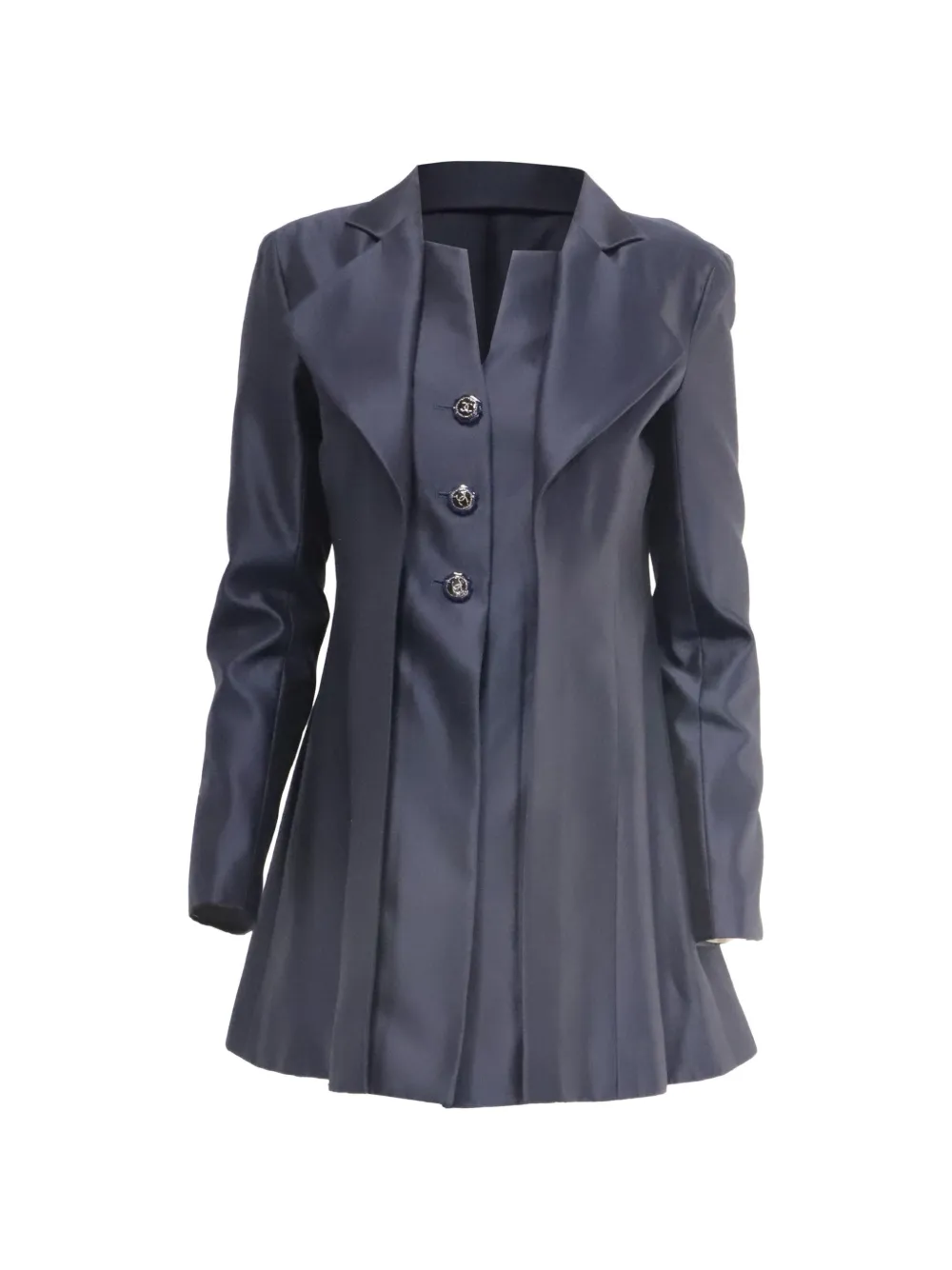 CHANEL Pre-Owned pointed-collar coat - Blue