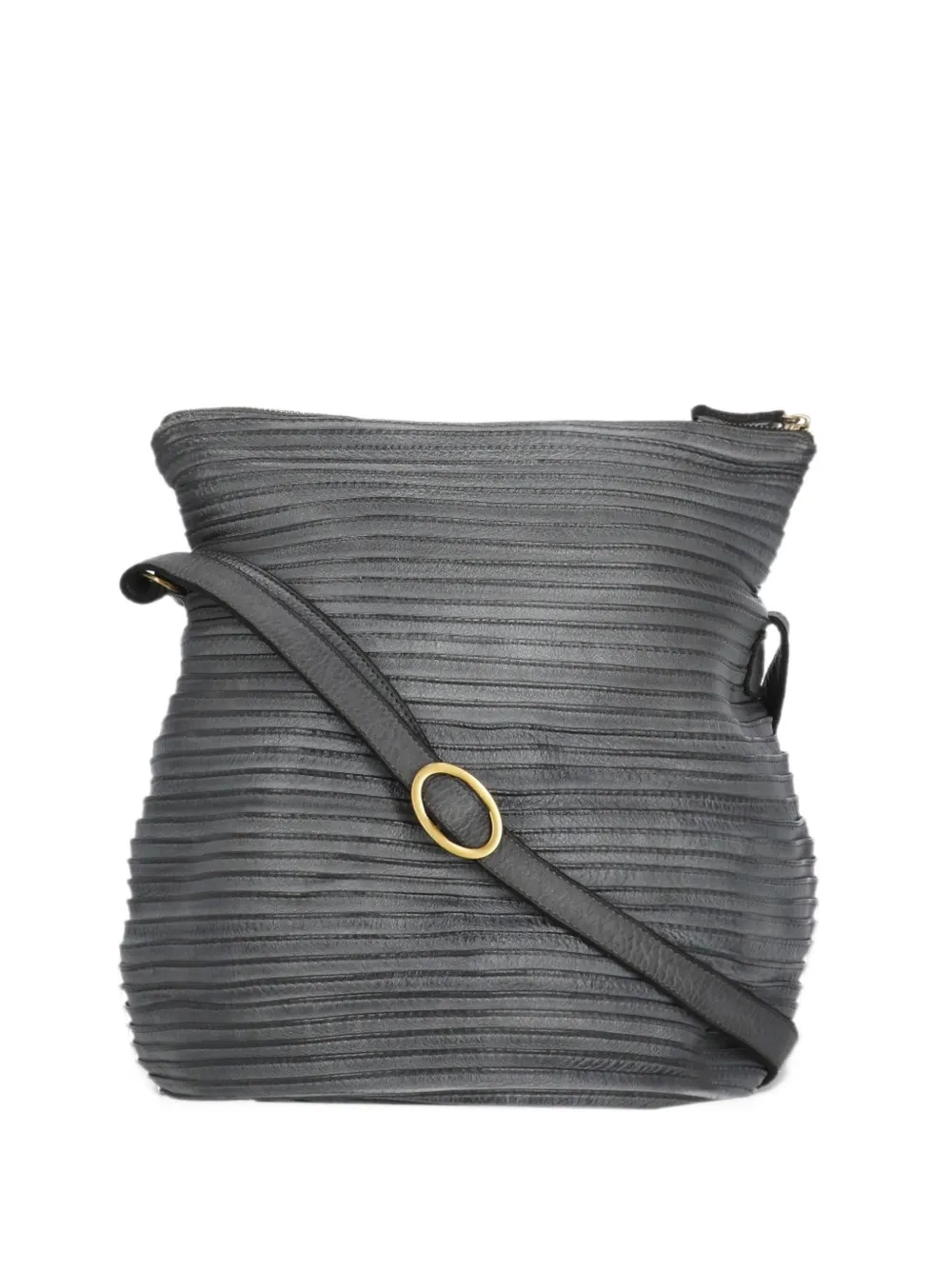 Maje textured leather shoulder bag - Grigio