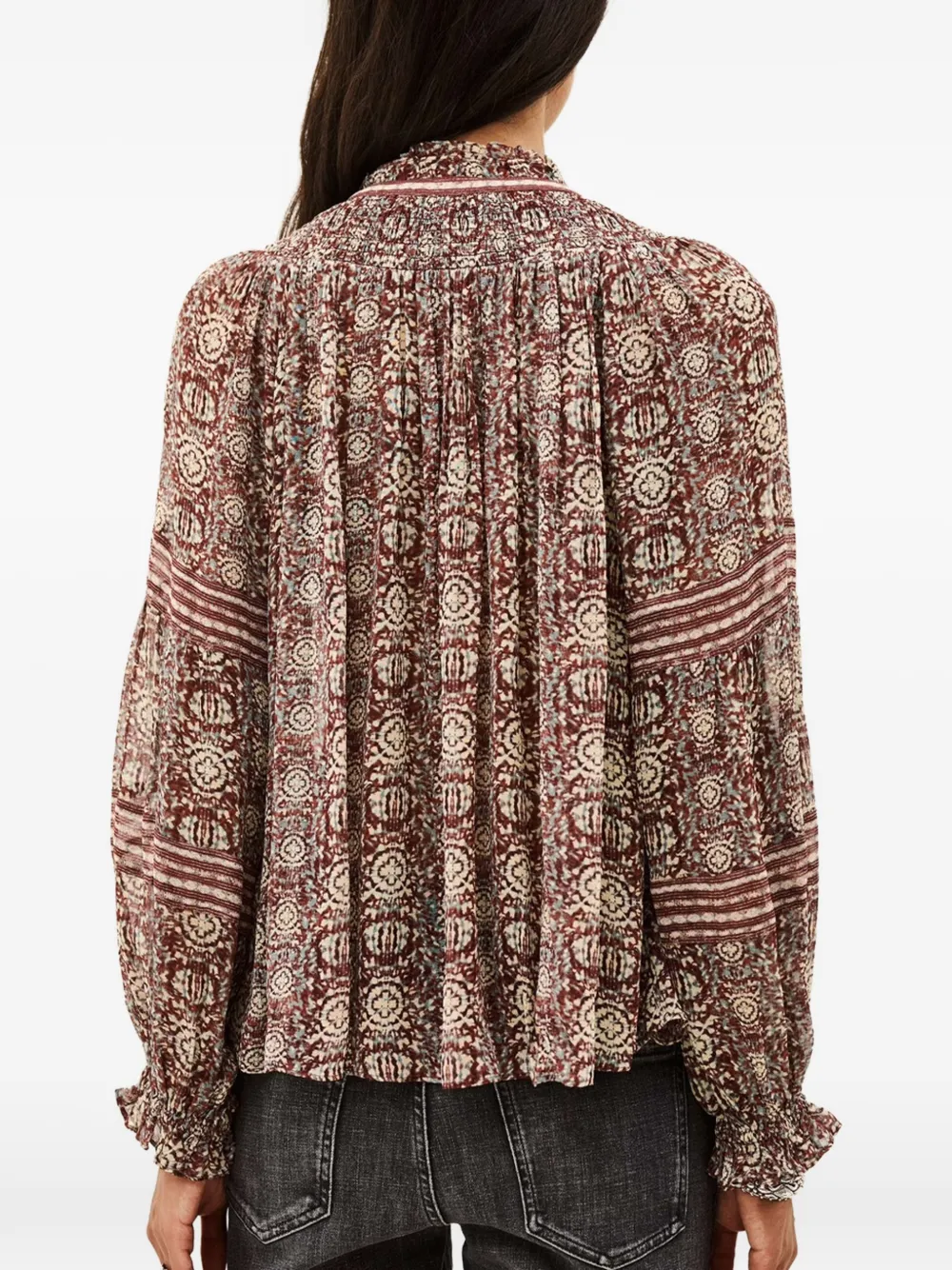 Ba&Sh Denna floral-print smocked shirt Rood