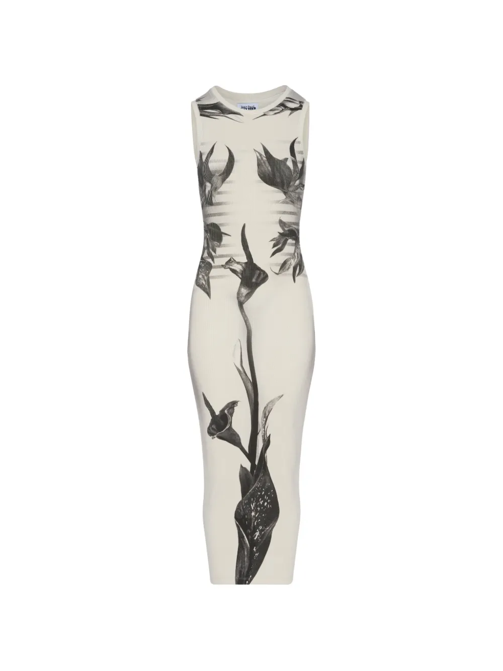 Jean Paul Gaultier Body Flowers ribbed-knit midi dress Wit