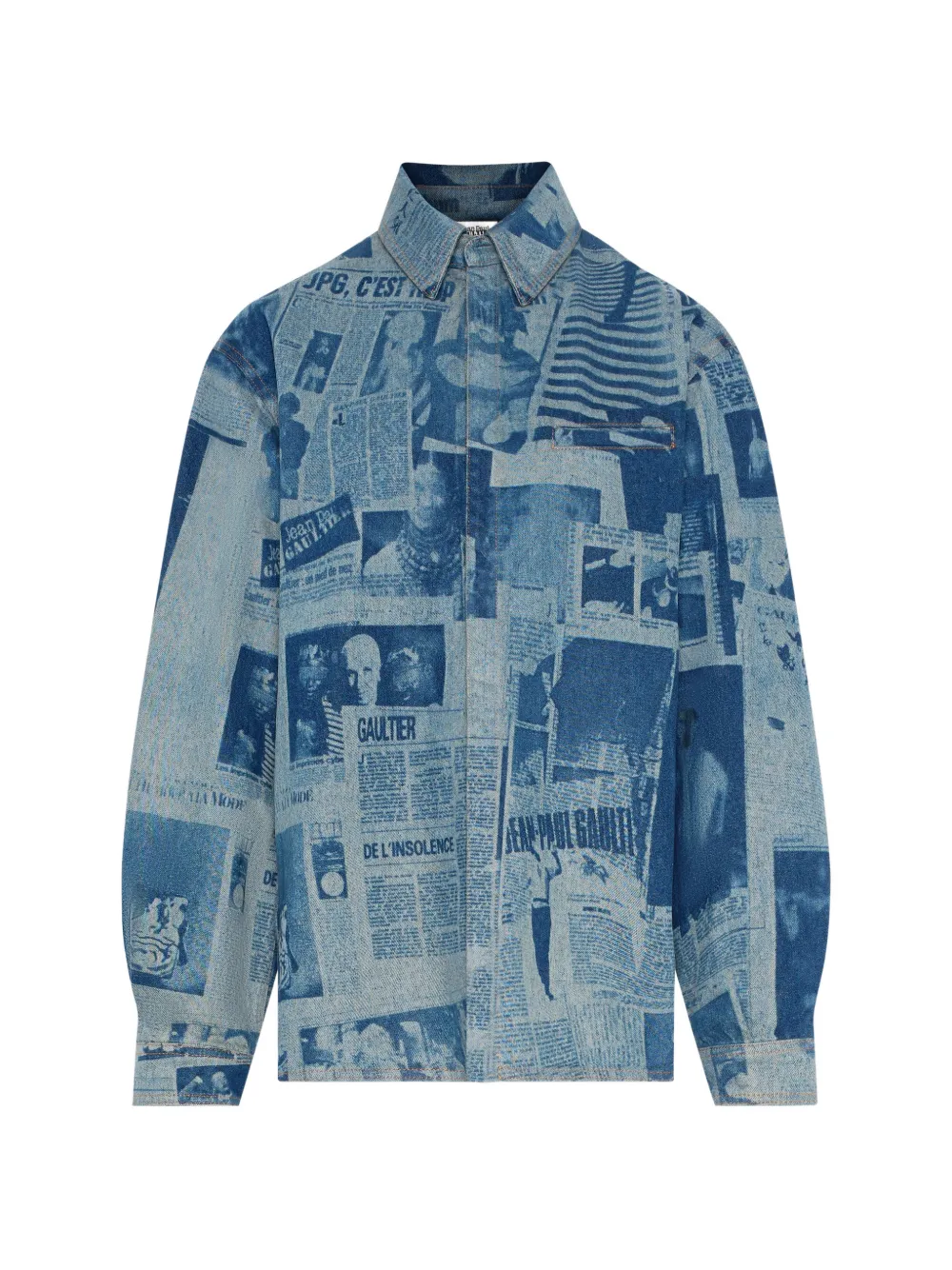 Jean Paul Gaultier Denim blouse met Journal-print Blauw
