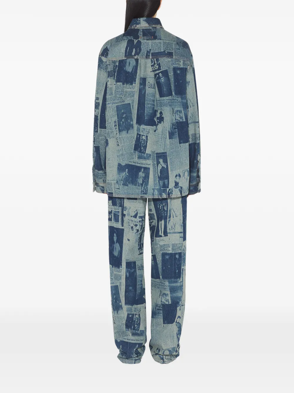 Jean Paul Gaultier Denim blouse met Journal-print Blauw