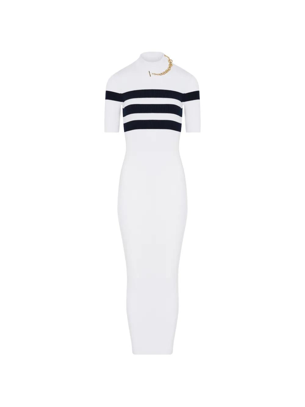Jean Paul Gaultier striped chain-detail maxi dress Wit