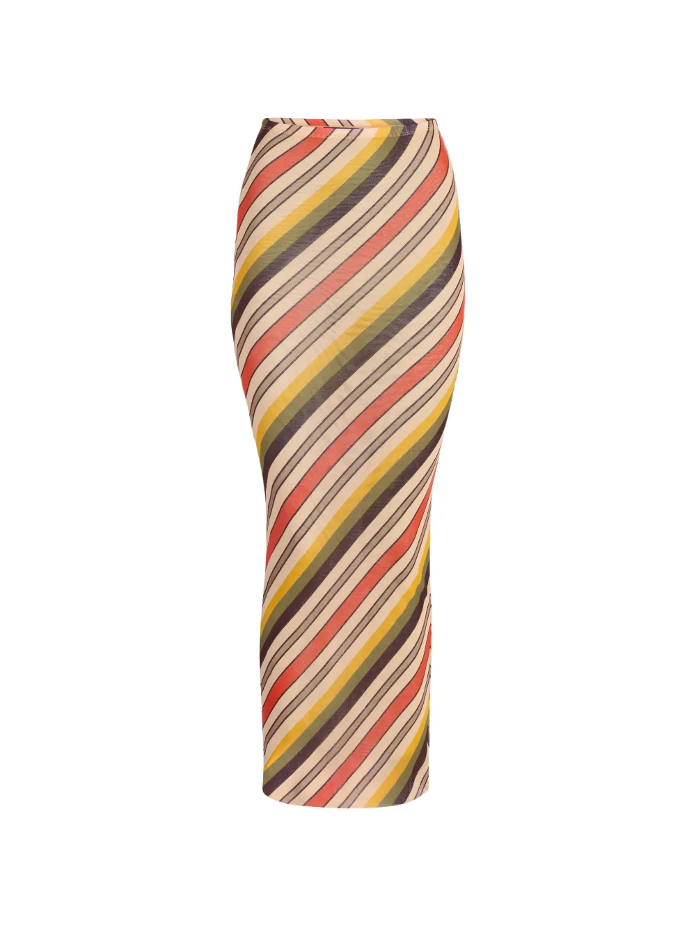 Jean Paul Gaultier Retro Stripes mesh midi-rok Beige