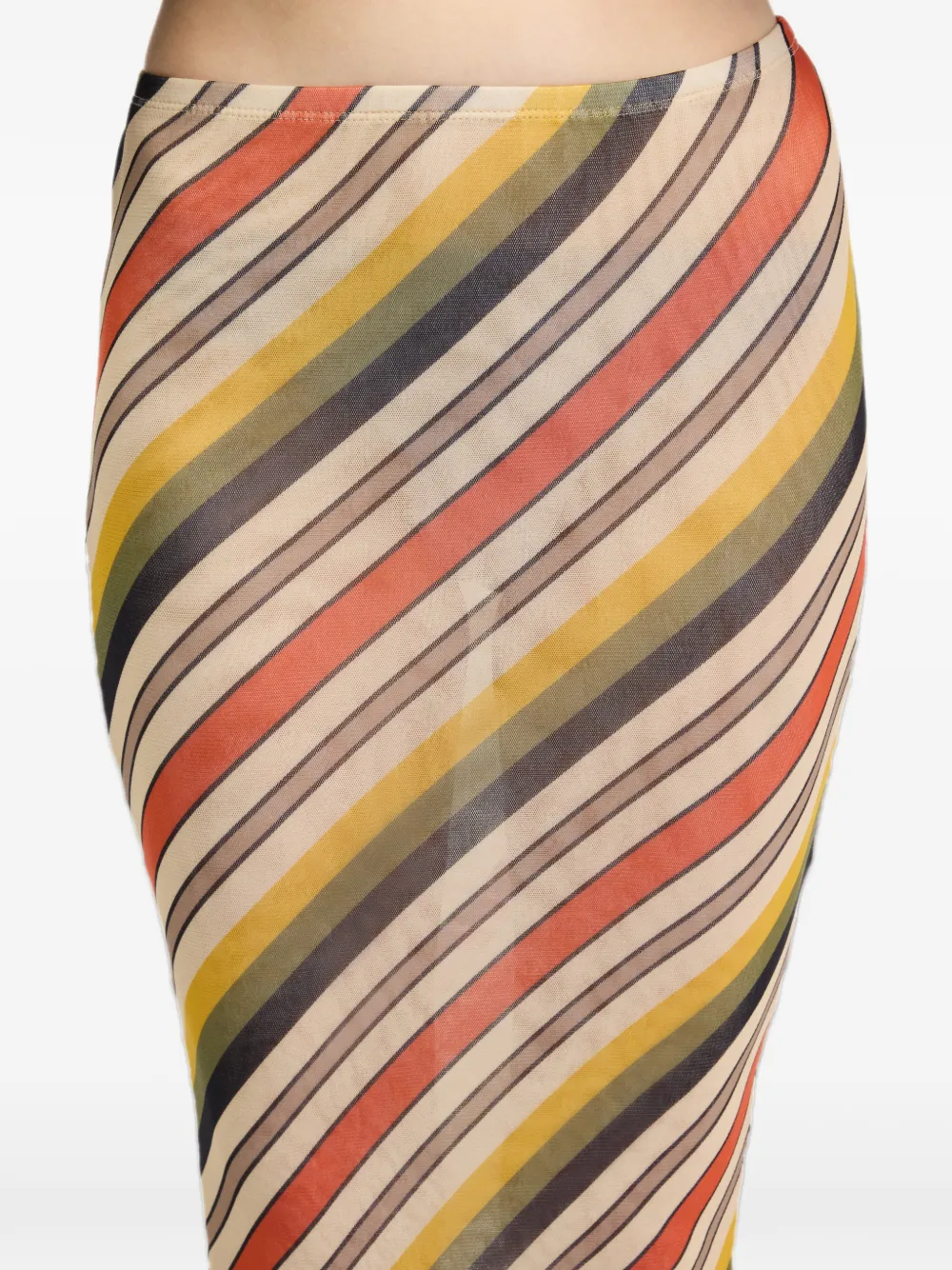Jean Paul Gaultier Retro Stripes mesh midi-rok Beige