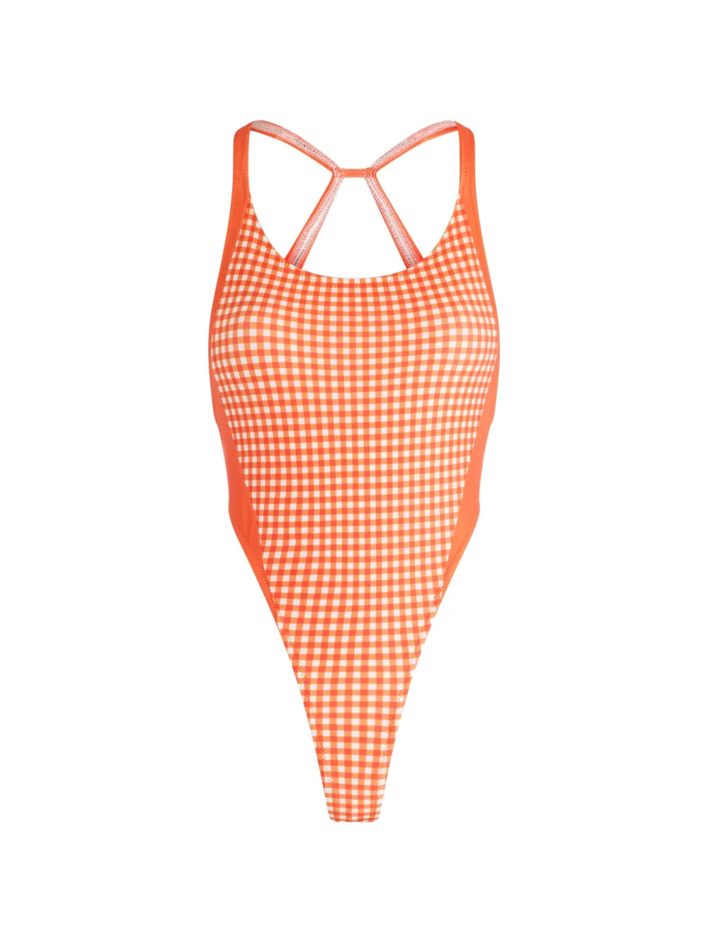 Jean Paul Gaultier gingham-print high-cut swimsuit - Arancione