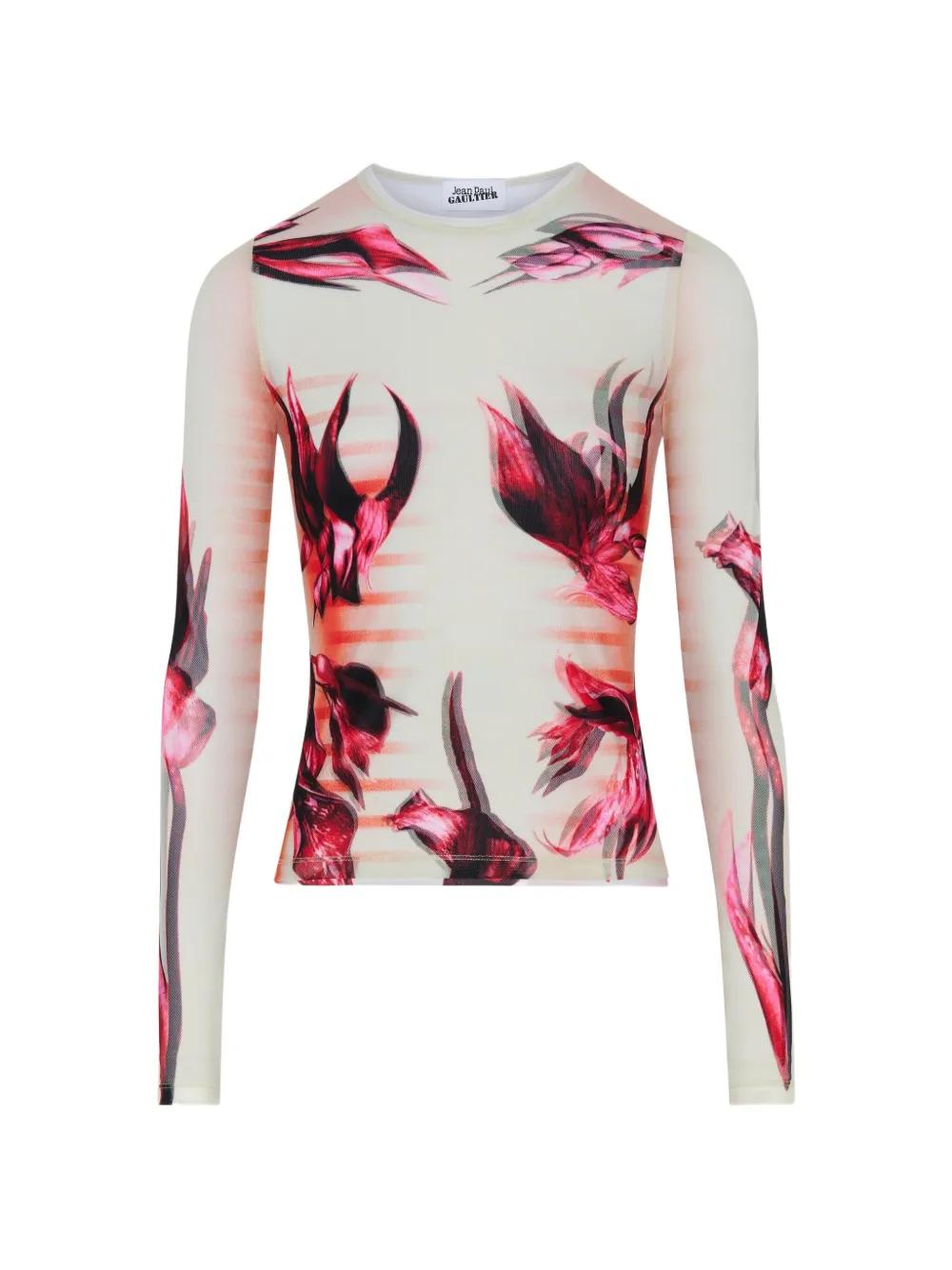 Jean Paul Gaultier Body Flowers layered-tulle T-shirt - Toni neutri