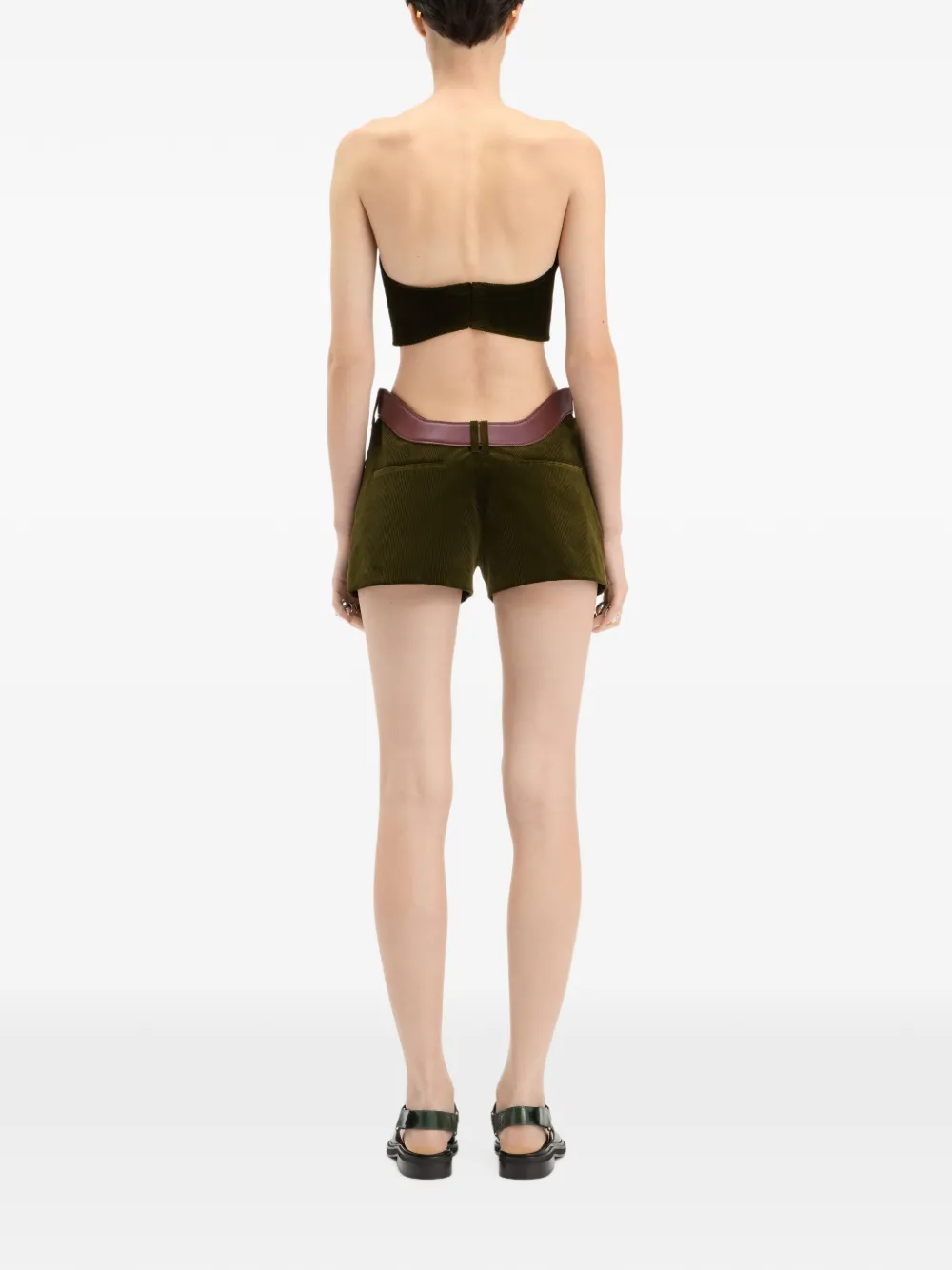 Jean Paul Gaultier cut-out corduroy shorts Groen