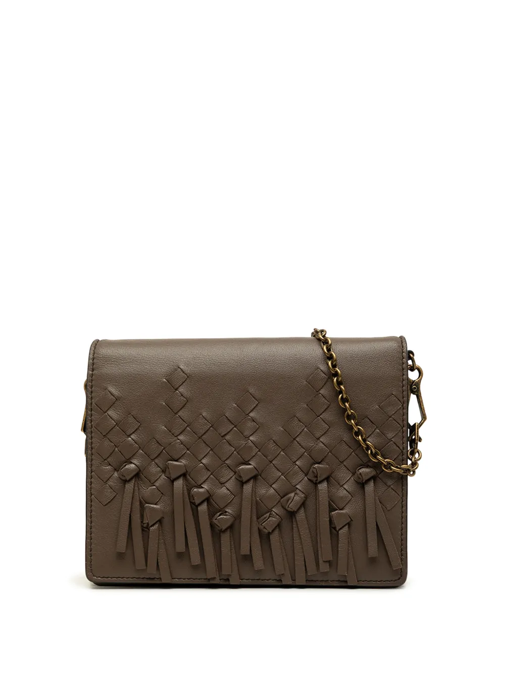 Bottega Veneta Pre-Owned 2012-2026 Nappa Intrecciato Fringe Wallet on Chain crossbody bag - Marrone