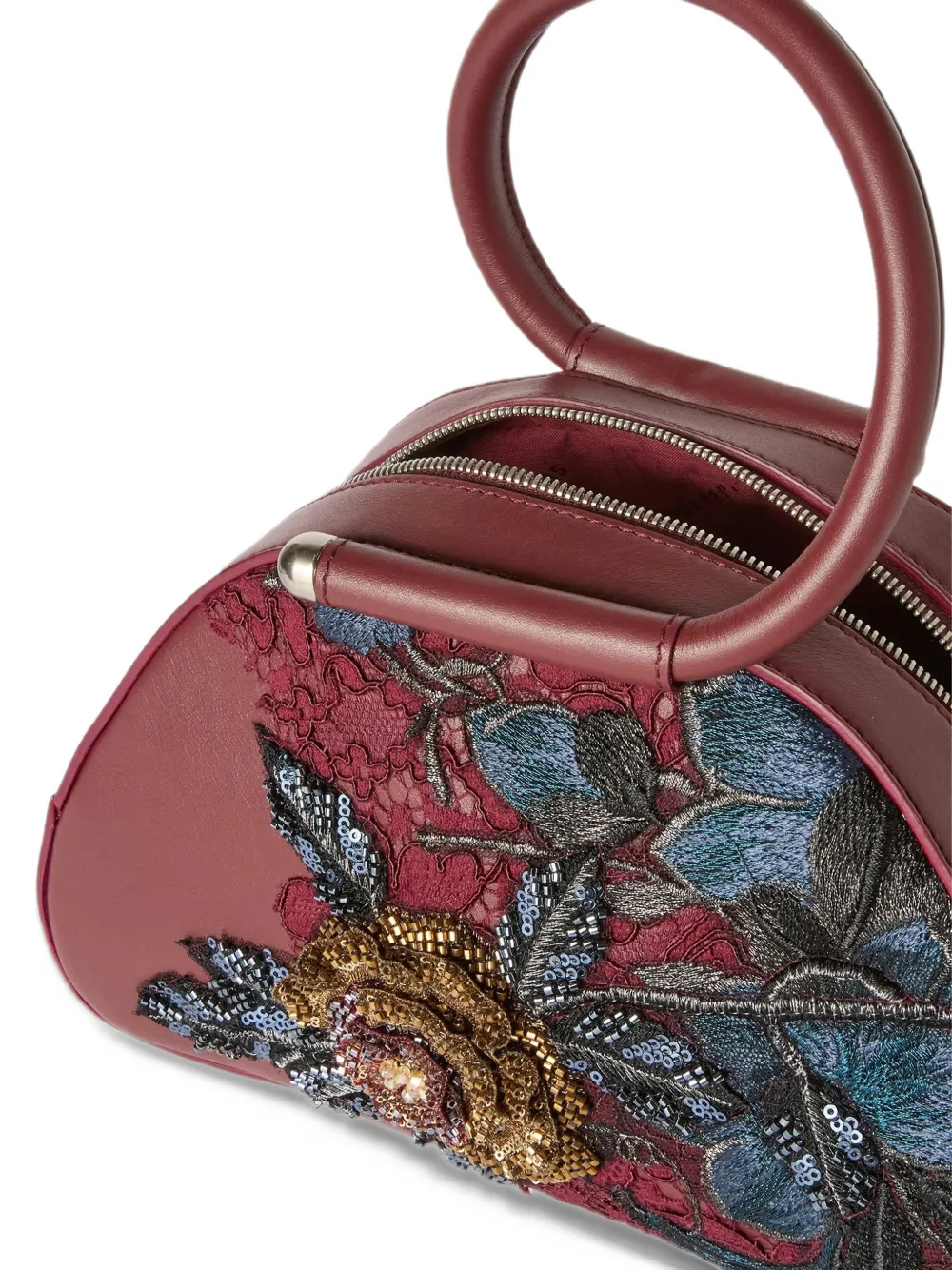Antonio Marras Caragol leren shopper met geborduurde bloemen Rood