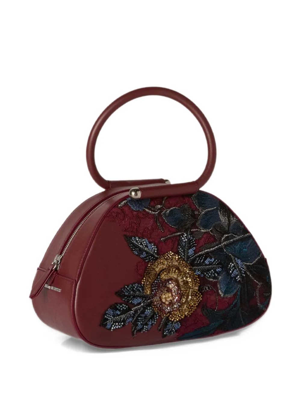Antonio Marras Caragol leren shopper met geborduurde bloemen Rood
