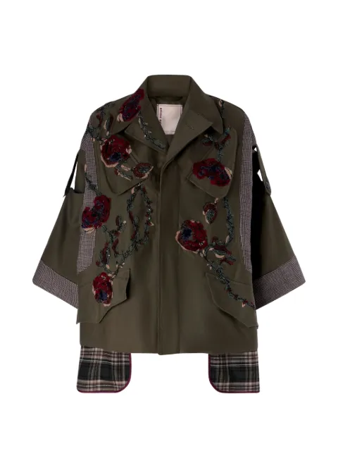 Antonio Marras embroidered tweed-panel parka