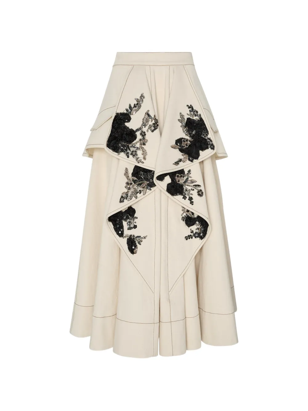 Antonio Marras Gonna midi con ricamo e applicazioni floreali - Toni neutri