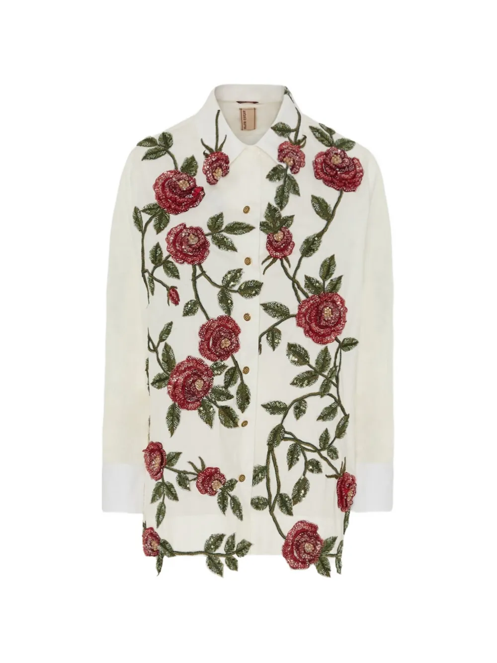 Antonio Marras Robespierre floral-embroidered shirt - Blanc