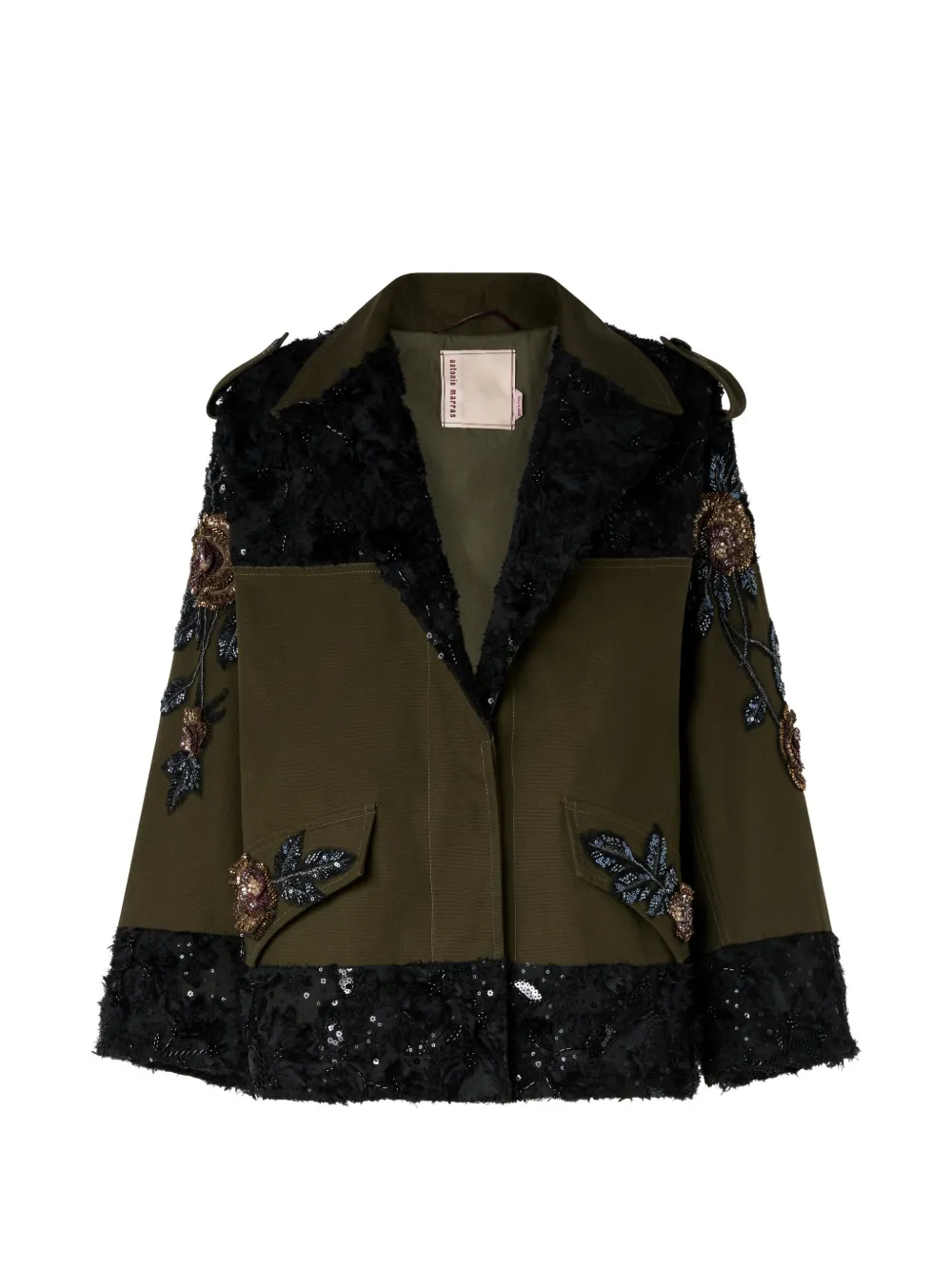 Antonio Marras parka à broderies et détail de cape - Vert