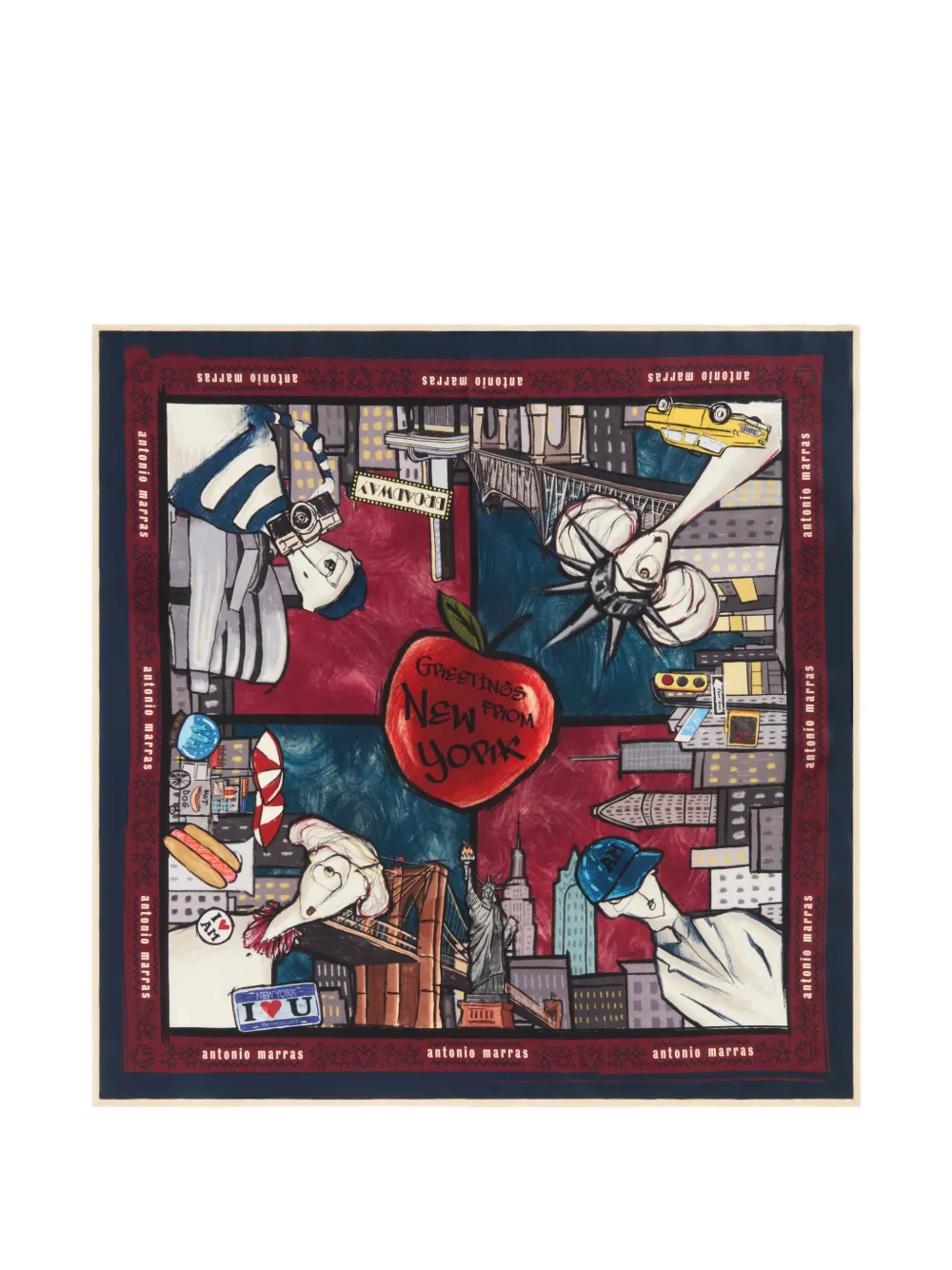 Antonio Marras Zijden sjaal met New York-print Rood