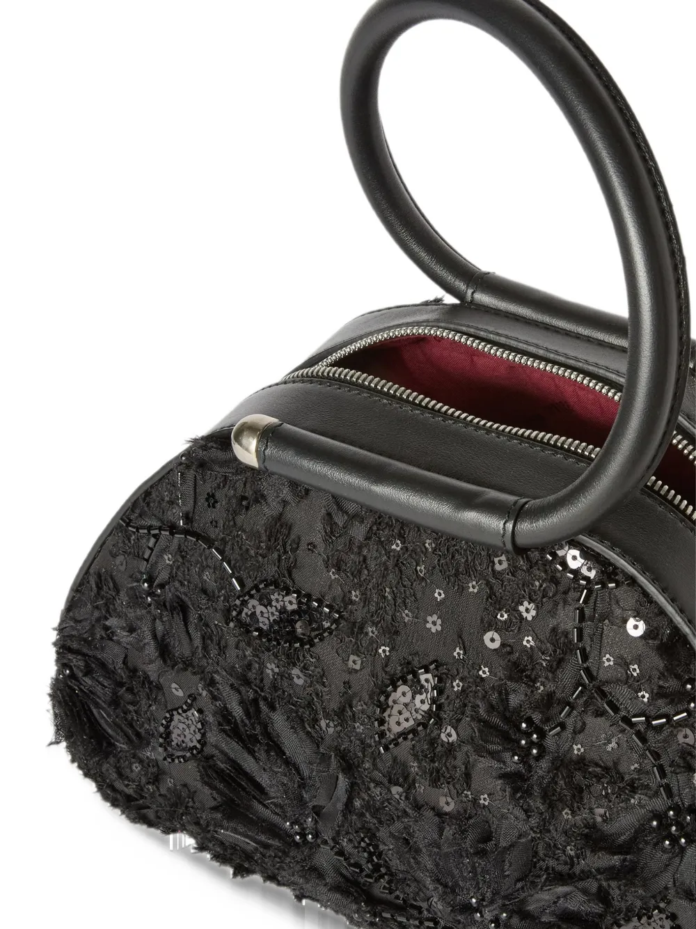 Antonio Marras Caragol leren shopper met geborduurde pailletten Zwart