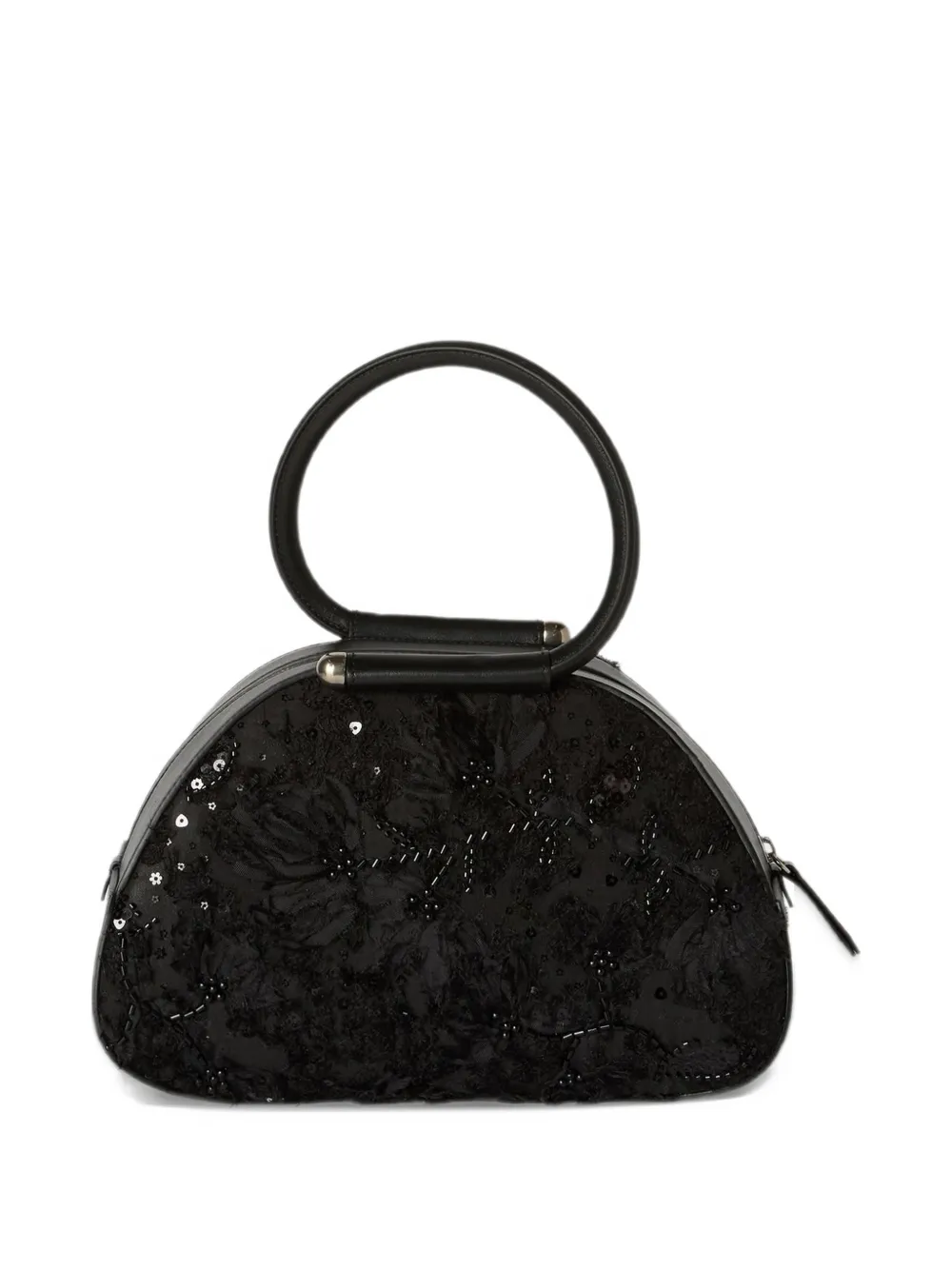 Antonio Marras Caragol leren shopper met geborduurde pailletten Zwart
