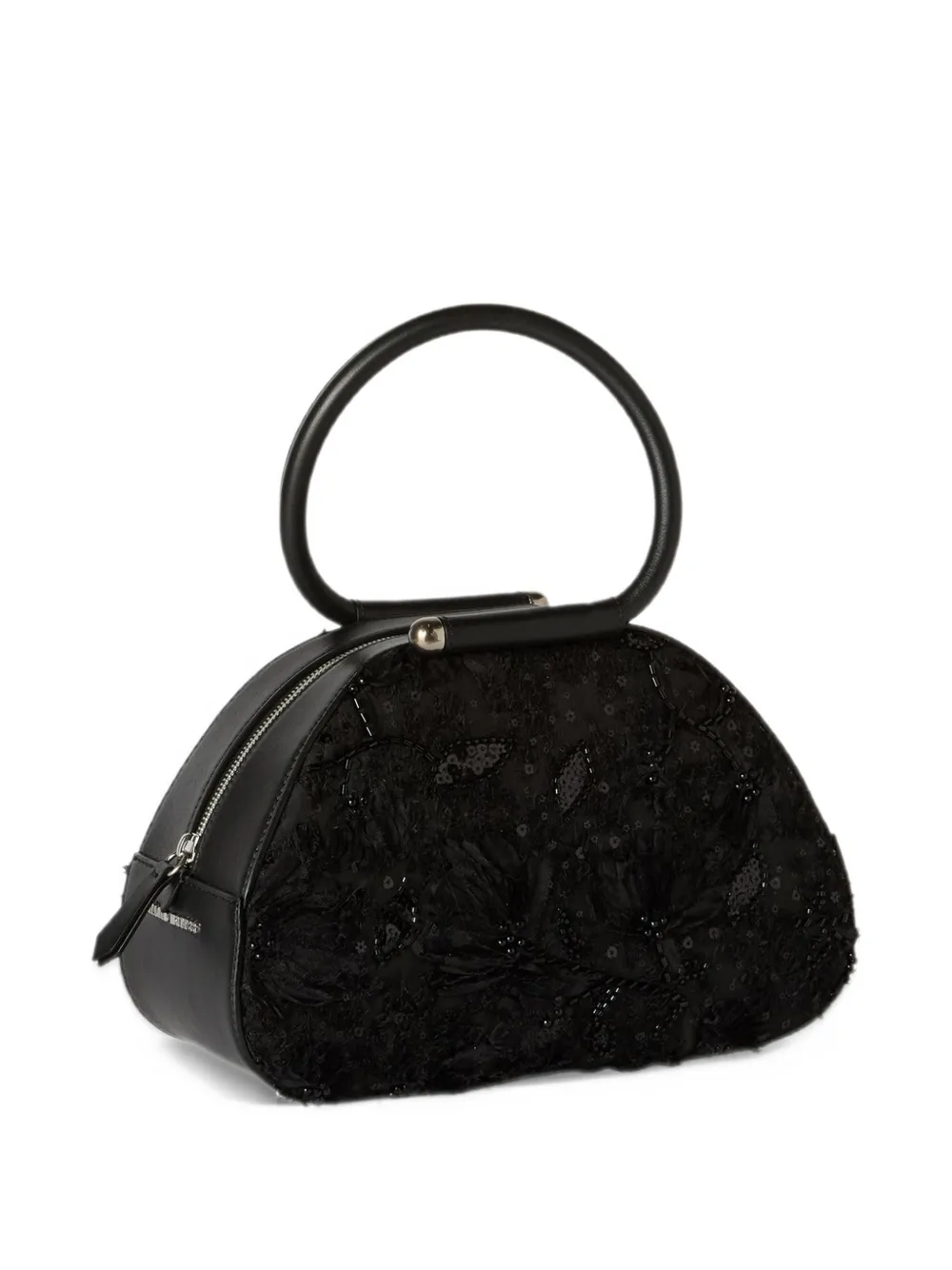 Antonio Marras Caragol leren shopper met geborduurde pailletten Zwart