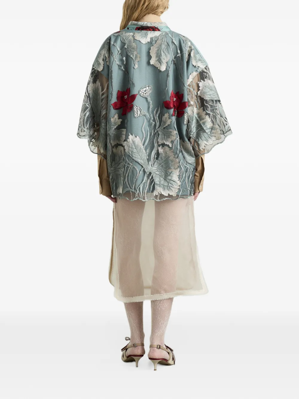 Antonio Marras Kimono jack met geborduurde bloemen-applicatie Blauw