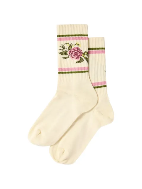 Antonio Marras stribede strømper med blomsterintarsia
