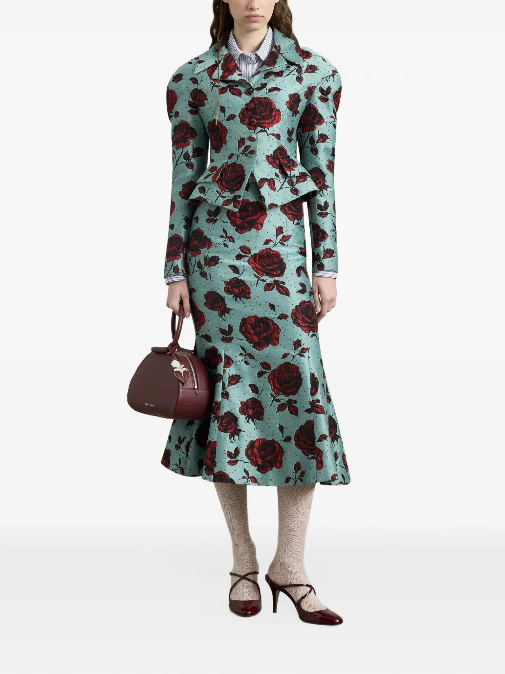 Antonio Marras rose-jacquard structured blazer - Bleu