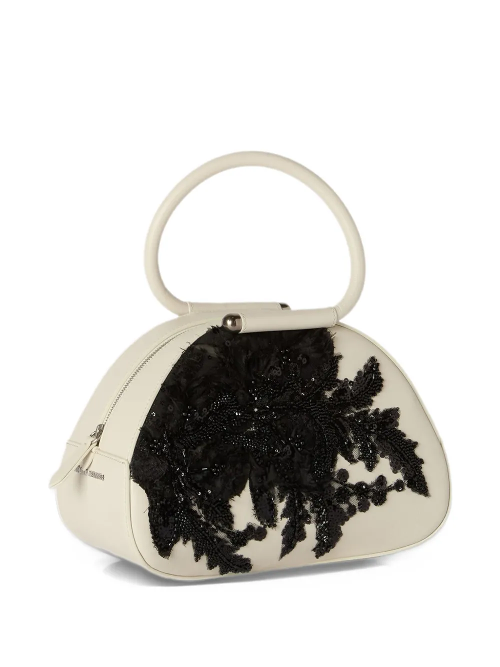Antonio Marras Caragol leren shopper met geborduurde bloemen Beige