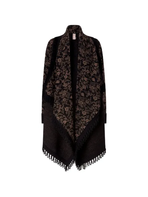 Antonio Marras floral-jacquard fringed-trim coat