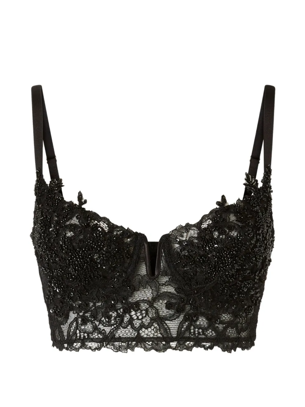 Antonio Marras bead-embellished lace bra - Nero