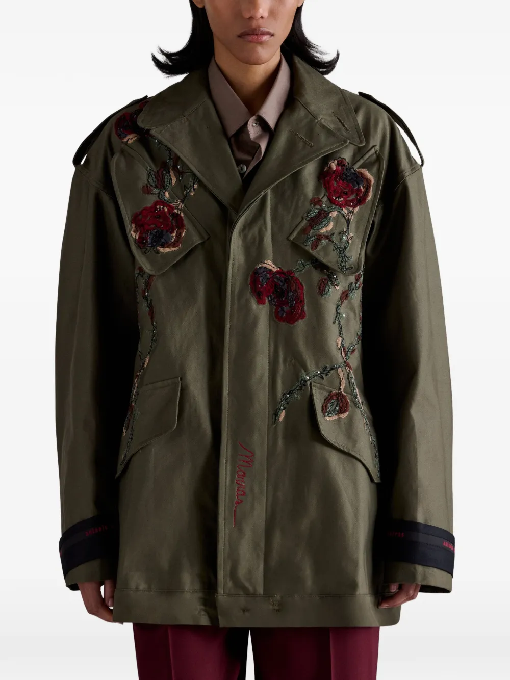Antonio Marras parka à broderies - Vert