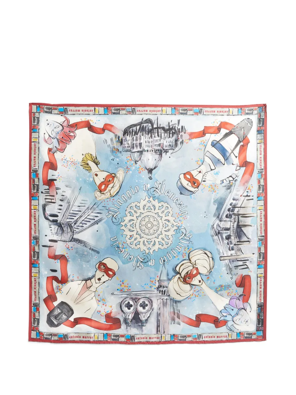 Antonio Marras Venezia zijden sjaal Blauw