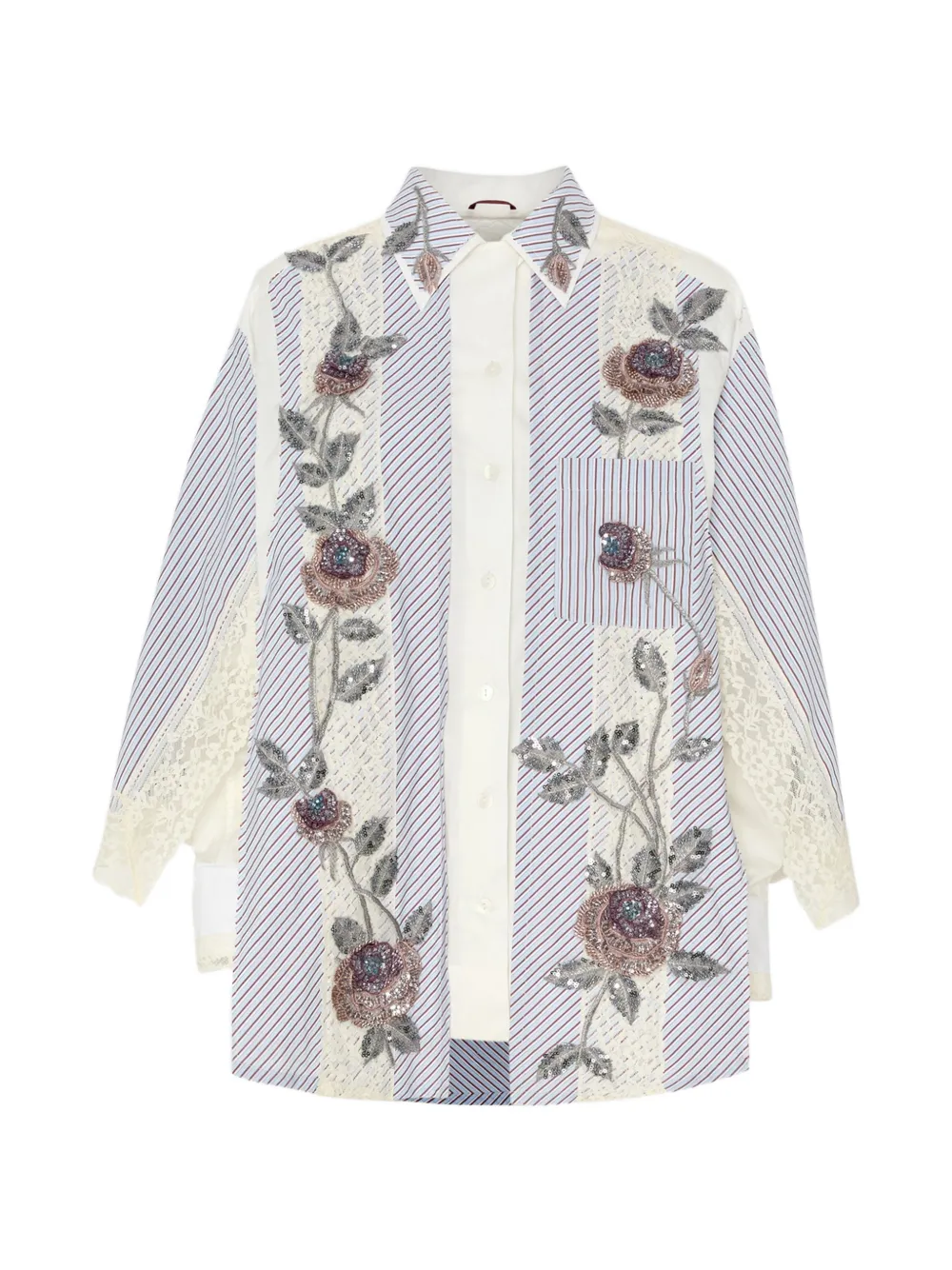 Antonio Marras Robespierre patchwork rose-embroidery shirt - Blanc